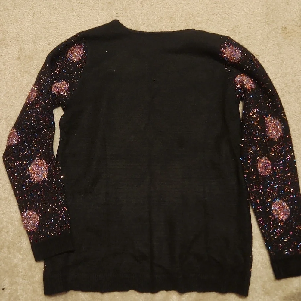 Apt 9 Sweater Womens Size M Black Pink Sparkle Tensle